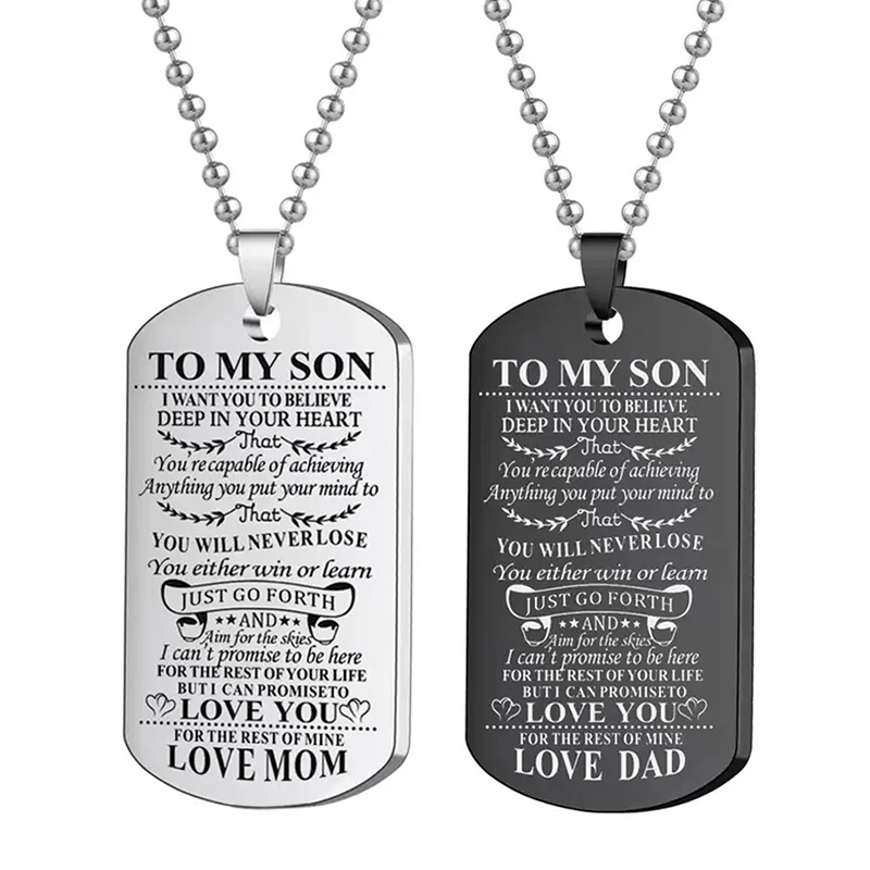 Mens Dog Tag Necklace - Collar inspirador para mi hijo, collares