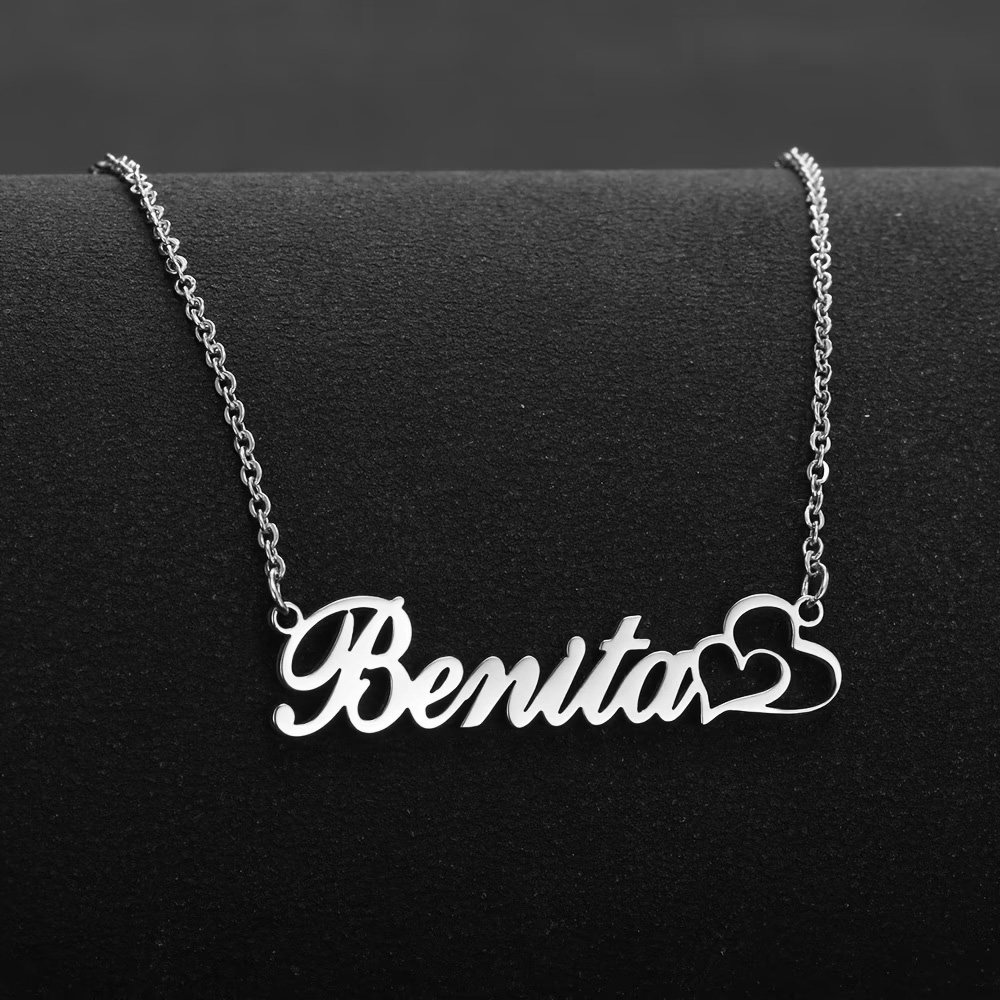 Engraved Name Necklace - Collar personalizado con doble corazón y