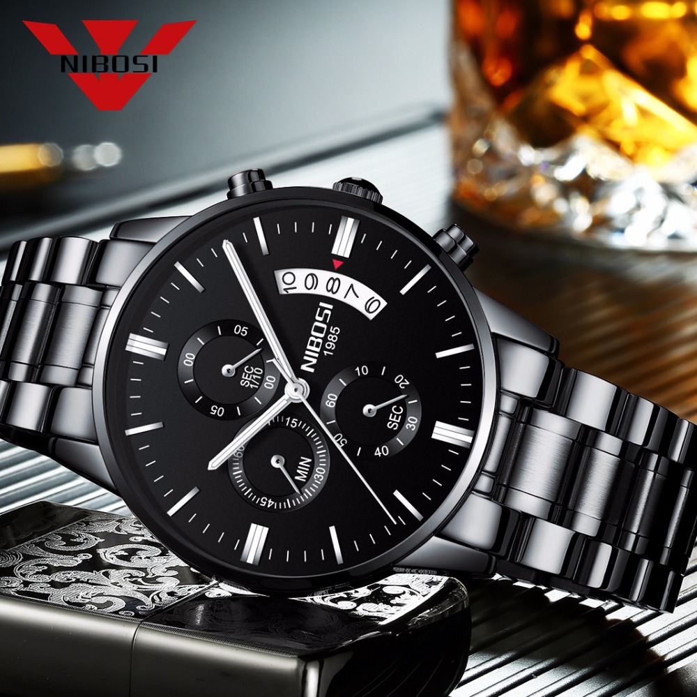 Reloj NIBOSI de cuarzo negro d - Jewelry Inspired Watches reseña y precio