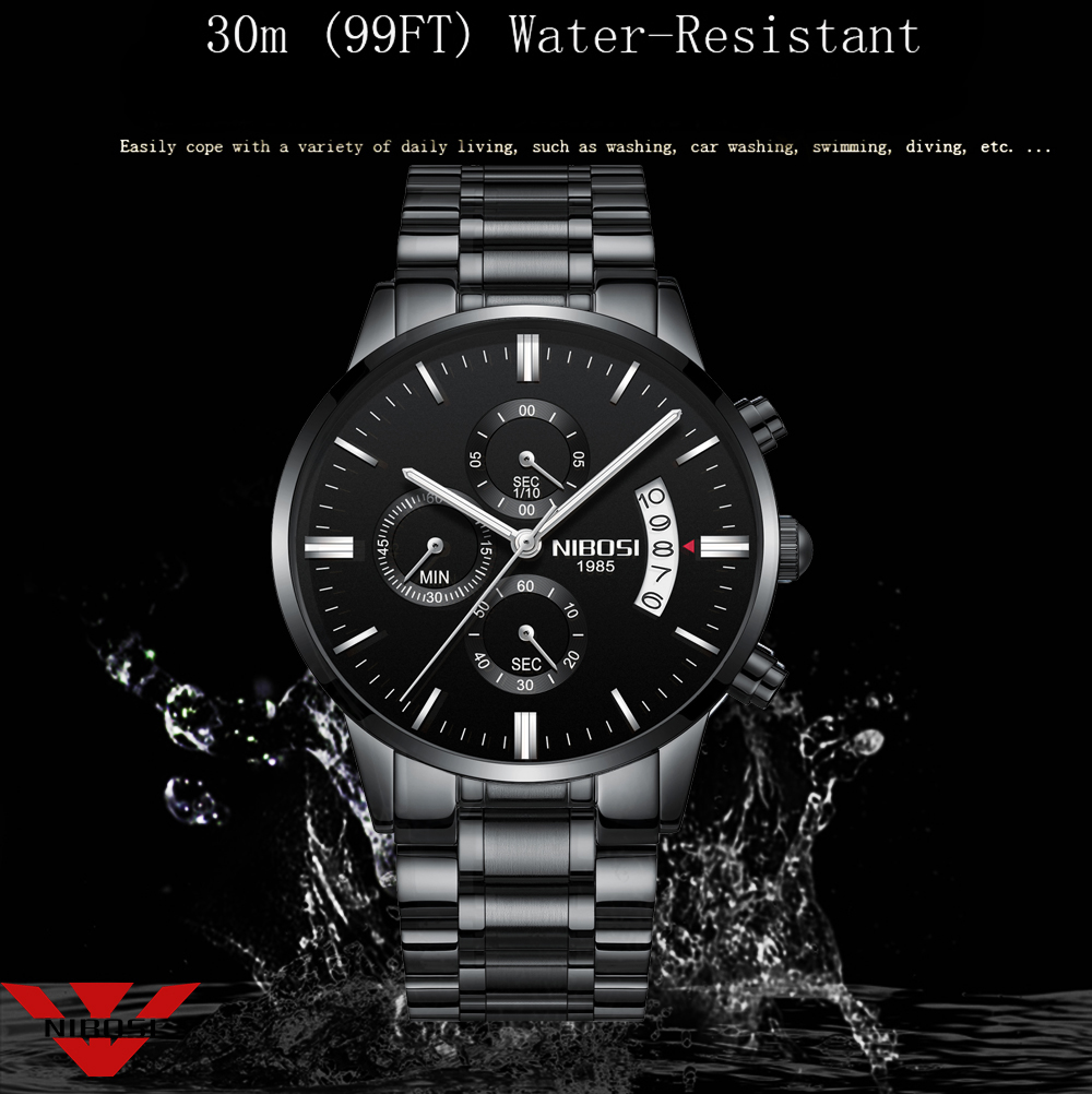 Reloj NIBOSI de cuarzo negro d - Jewelry Inspired Watches reseña y precio