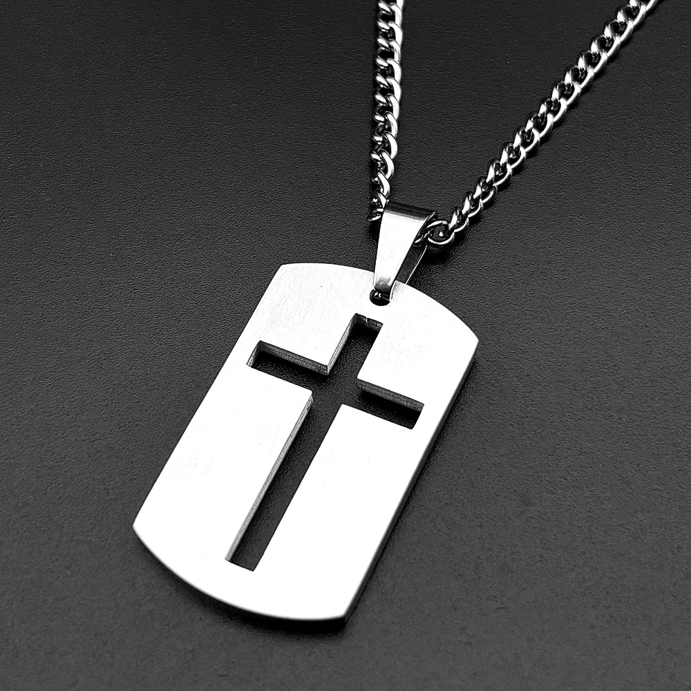 Collar con Cruz de la Biblia C - Mens Dog Tag Necklace reseña y precio