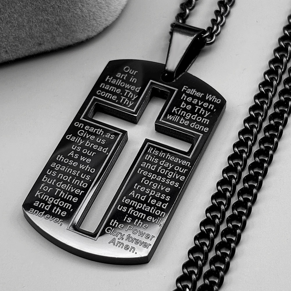 Collar con Cruz de la Biblia C - Mens Dog Tag Necklace reseña y precio