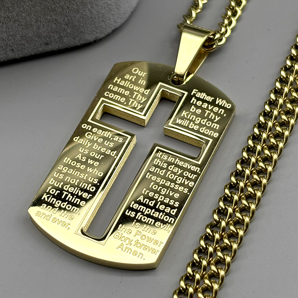 Collar con Cruz de la Biblia C - Mens Dog Tag Necklace reseña y precio