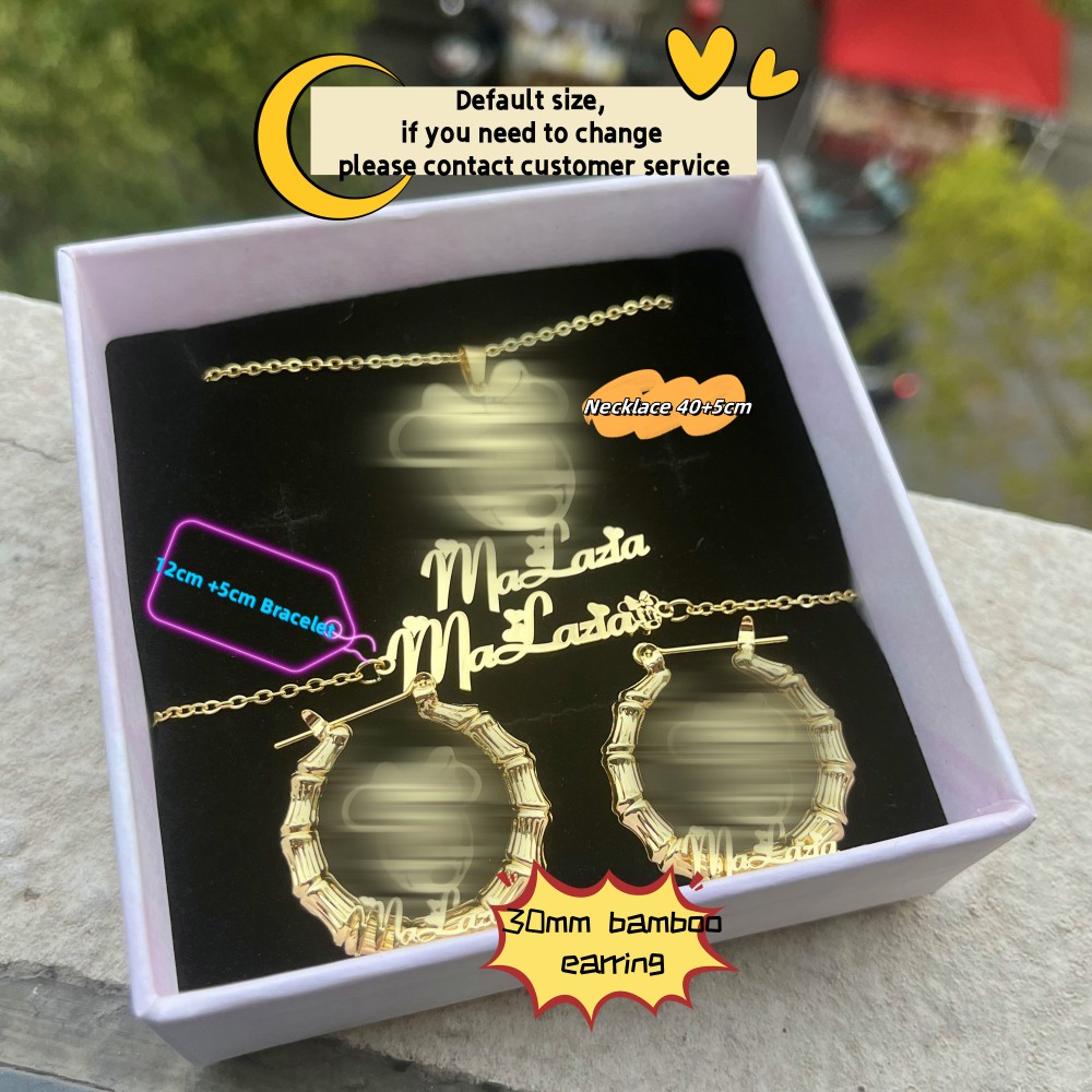 DUOYING-Conjunto de joyería co - Engraved Name Necklace reseña y precio
